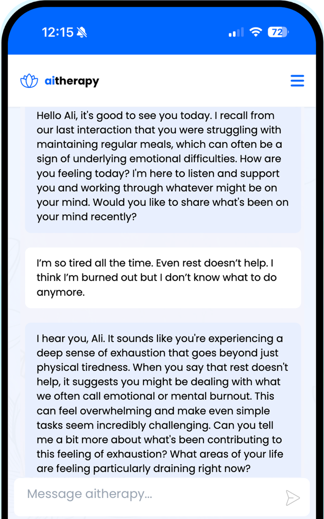 A conversation on Aitherapy about Burnout